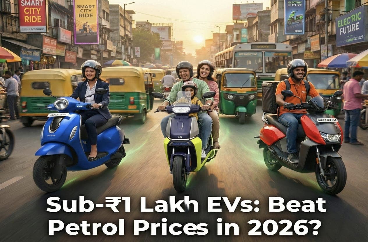 Sub-₹1 Lakh EV Guide 2026: Bajaj, TVS, Hero & Ampere: ROI & Annual Saving