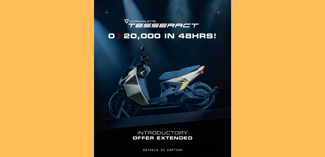 Ultraviolette Tesseract Hits 20,000 Pre-Bookings; Intro Price Extended to 50,000 Customers!