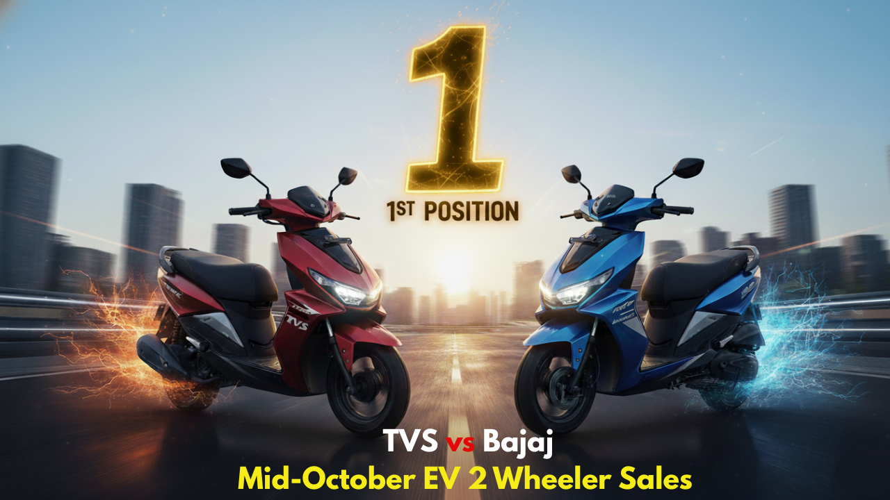 Mid October EV 2 wheeler Sales Shocker: Bajaj Chetak Snatches #1 Spot from TVS; Ola Electric down to #5th