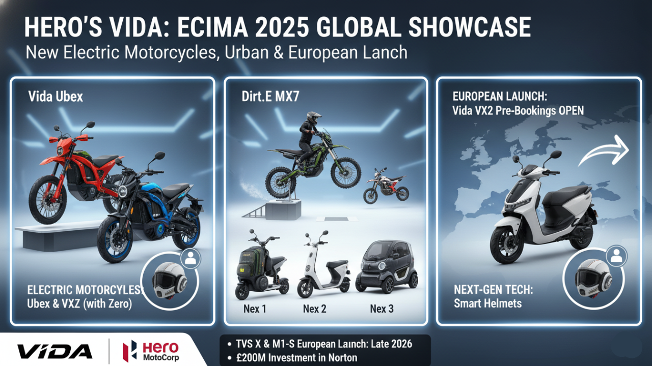 EICMA 2025: Hero's Vida Electrifies with New Ubex, VXZ EVs & Futuristic Concepts
