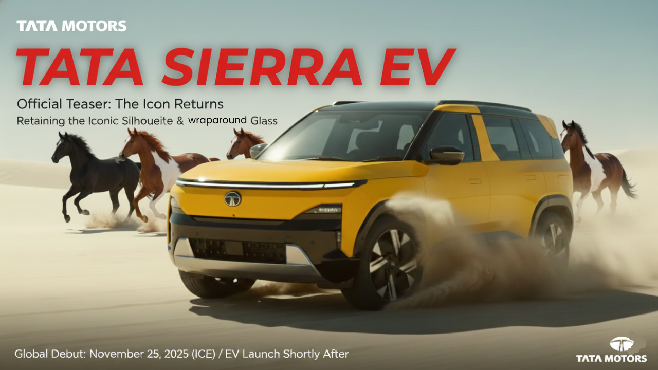 Tata Sierra EV Production-Spec Officially Teased: Iconic Design Returns, Launch Details Revealed