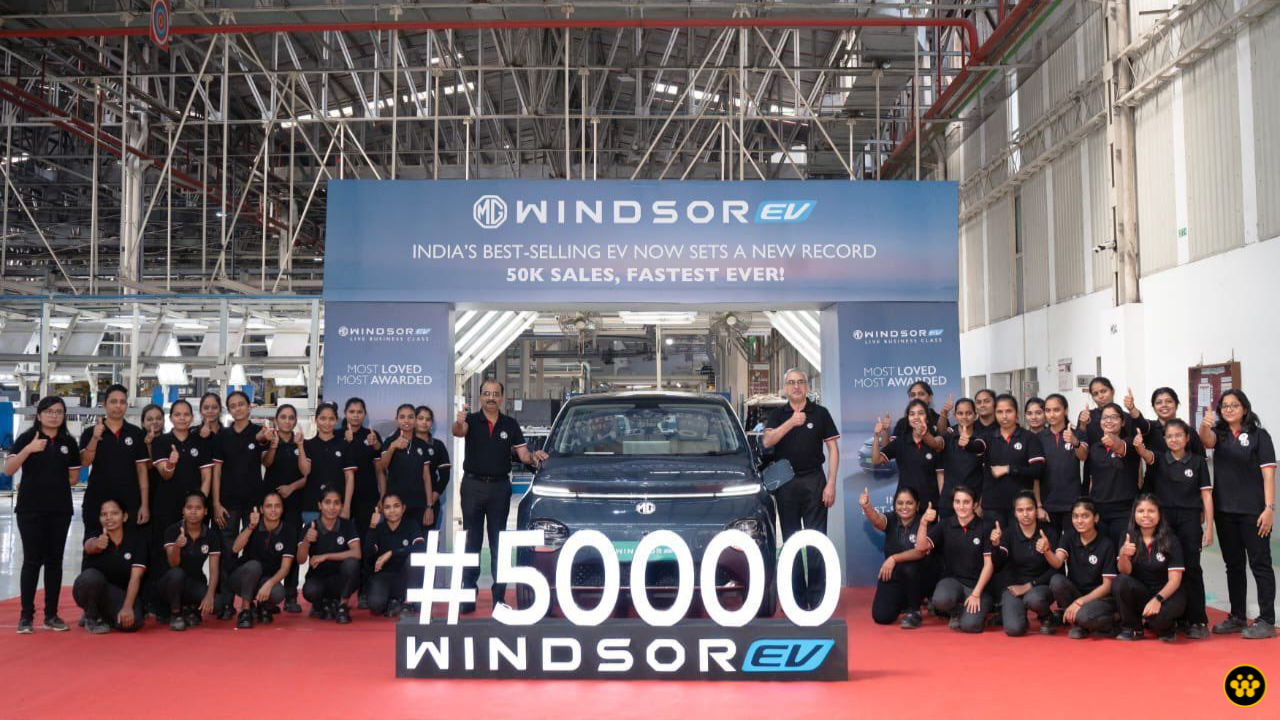 MG Windsor EV Sales Cross 50,000 Units: Becomes Fastest Passenger EV to Hit Milestone in India