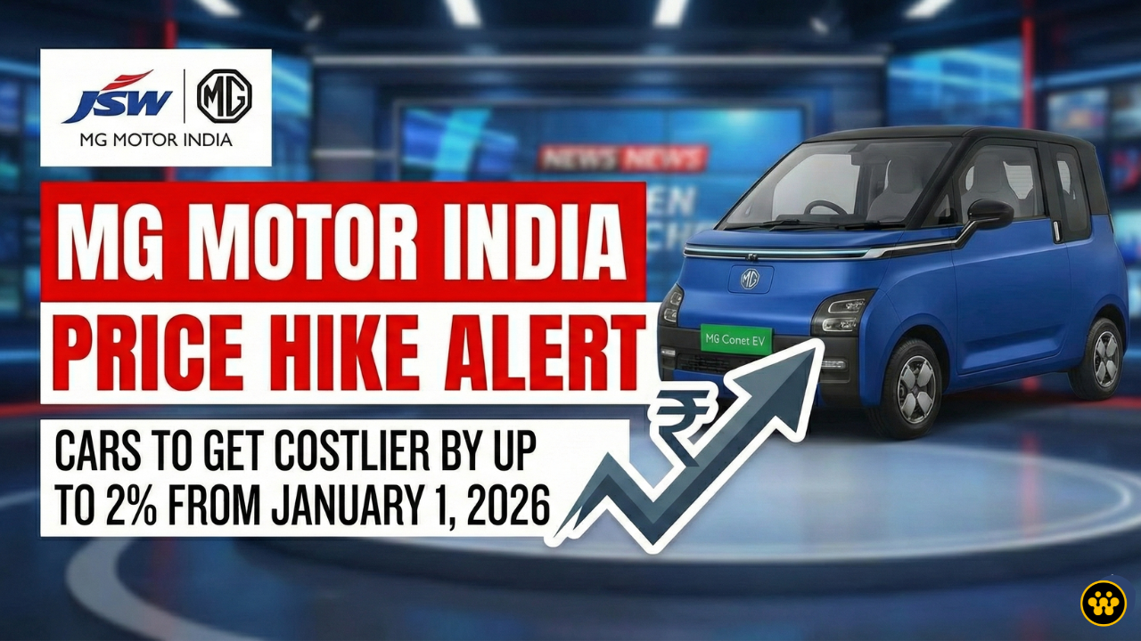 MG Motor India Price Hike Alert: Cars to Get Costlier by up to 2% from January 1, 2026