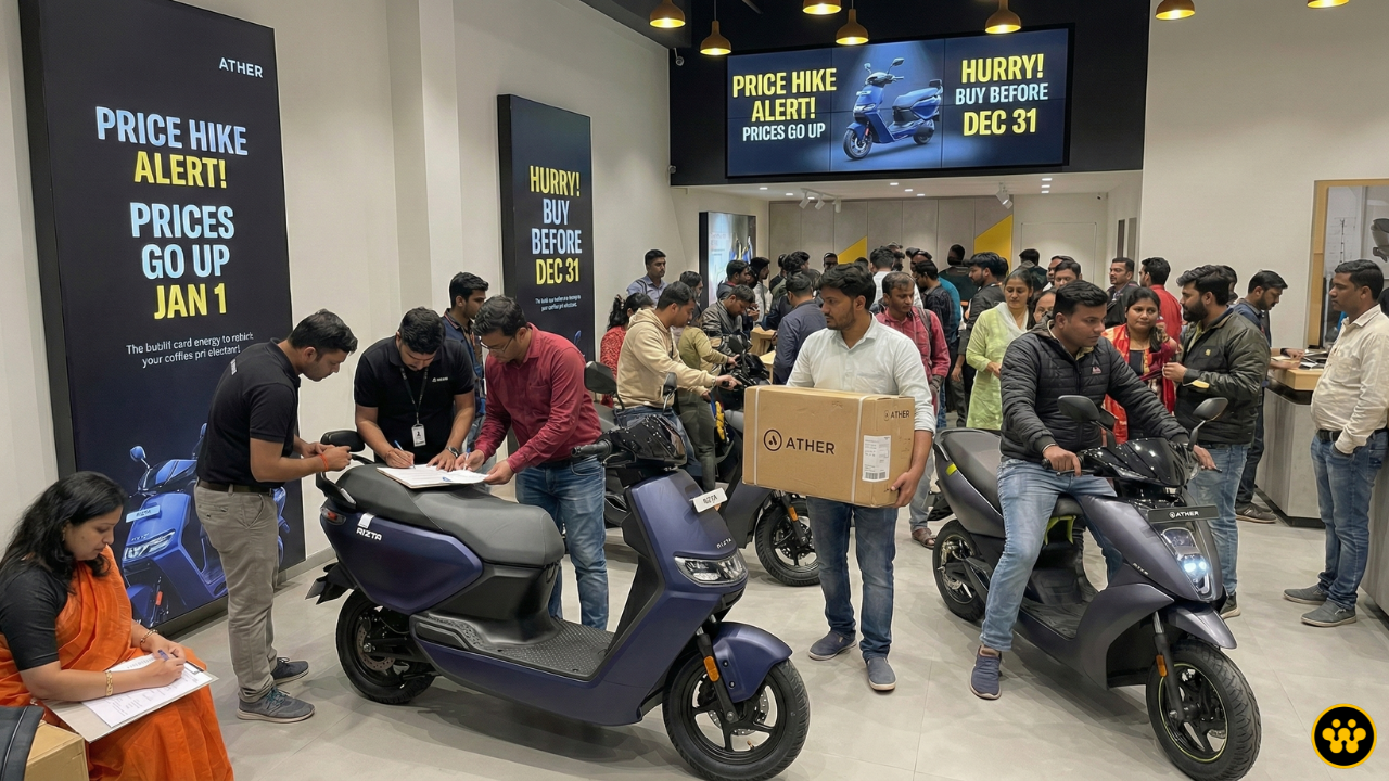 Ather Energy Price Hike Alert: Scooters to Get Costlier from January 1, 2026