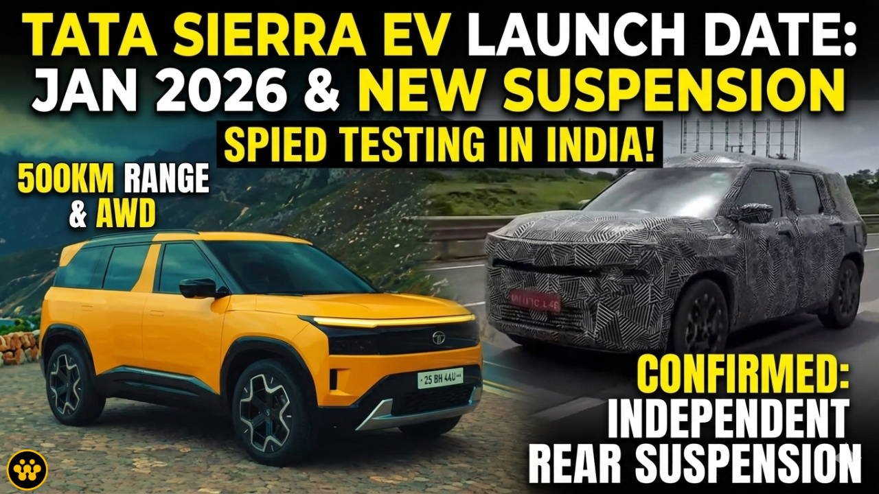 Tata Sierra EV Spied Testing: Independent Rear Suspension & Jan 2026 Launch