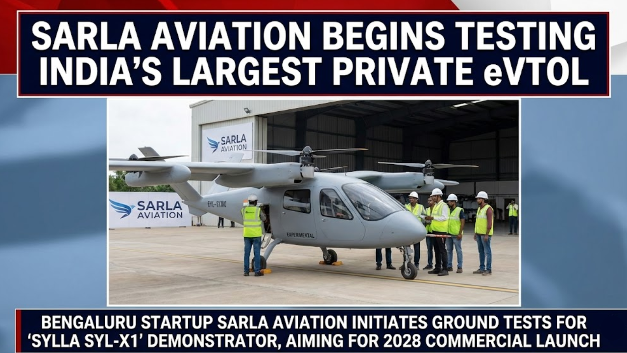 Sarla Aviation Begins Testing India’s Largest Private eVTOL 'Sylla SYL-X1' in Bengaluru
