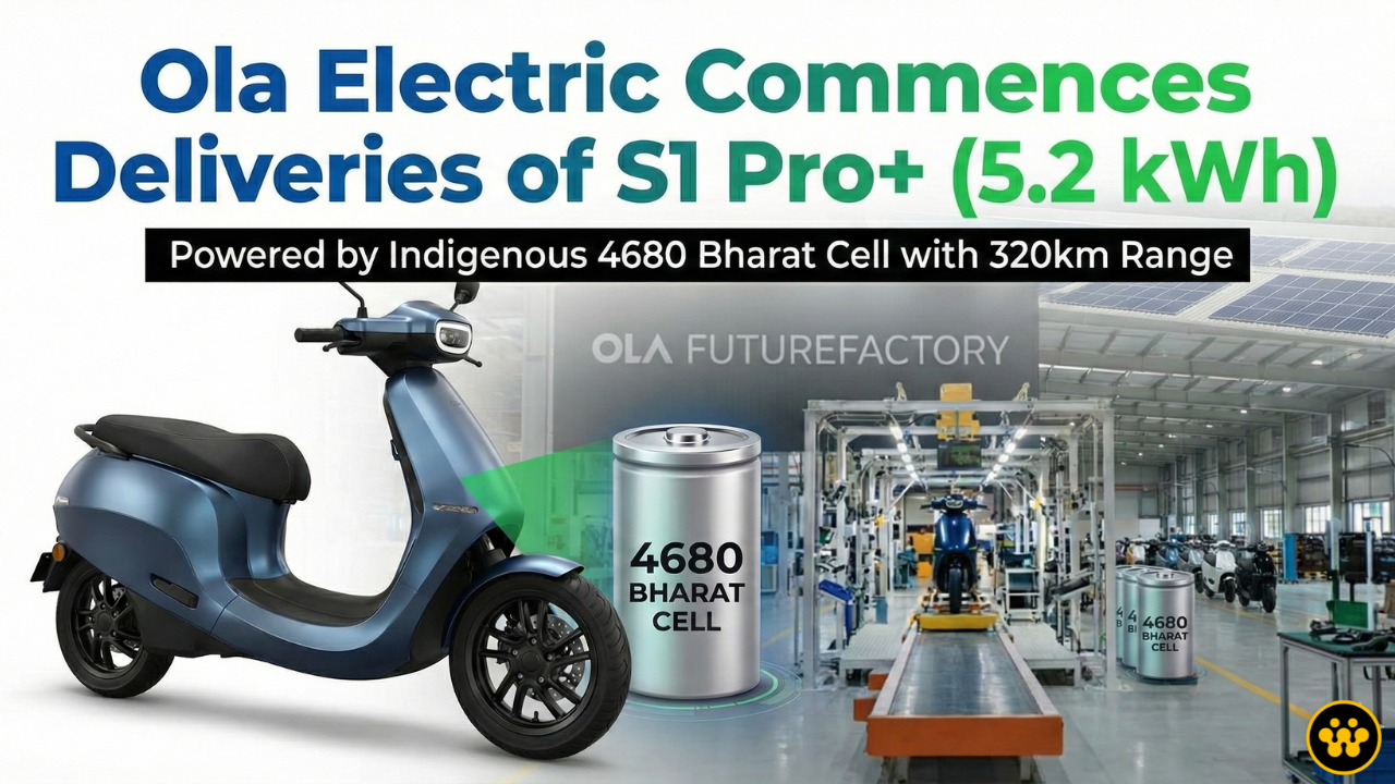 Ola Electric Commences Deliveries of S1 Pro+ with Indigenous 4680 Bharat Cell: Claims 320km Range