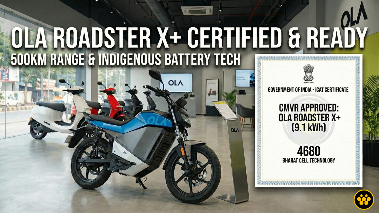 Ola Electric Roadster X+ Gets Green Light: 500 Km Range & In-House Battery Tech Certified