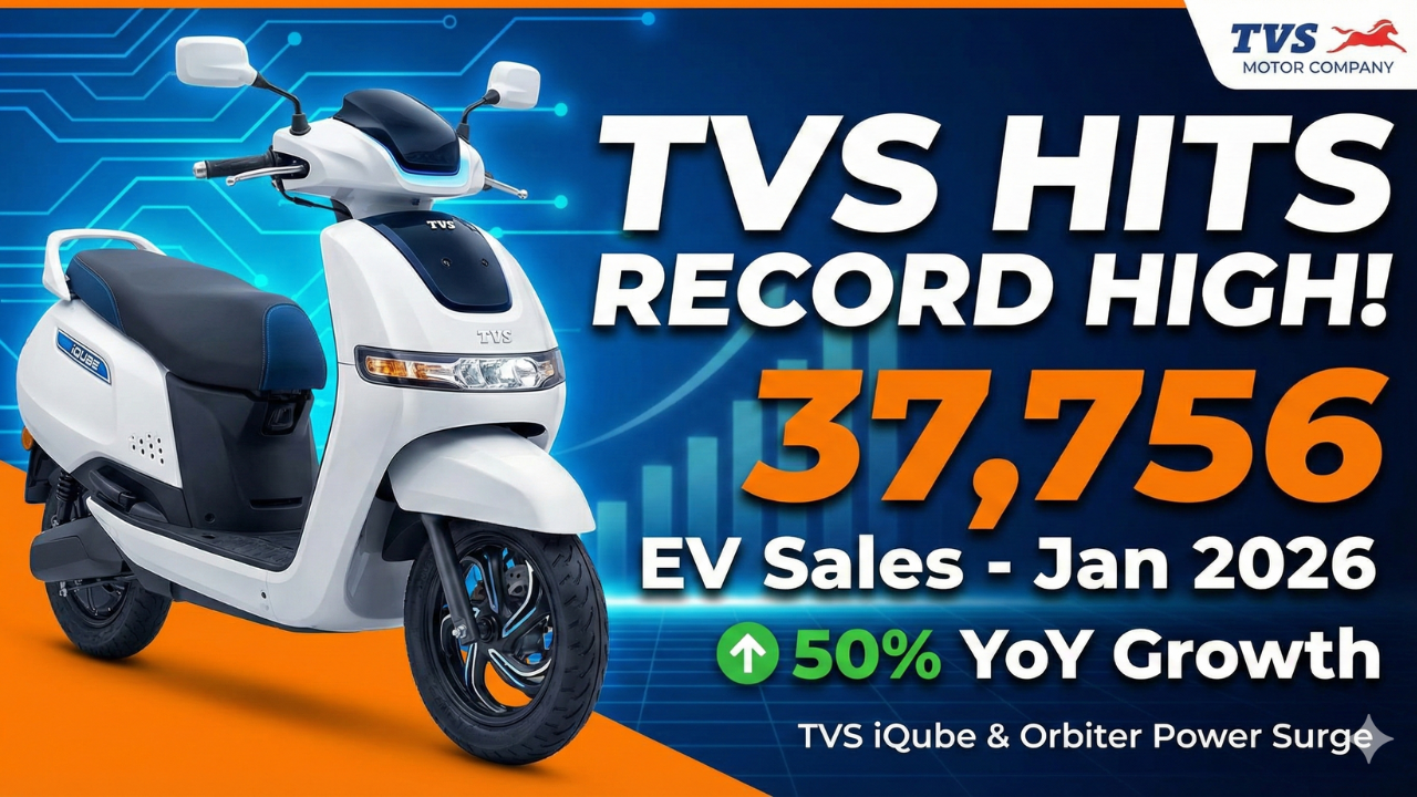 TVS Motor Hits Record High with 37,756 EV Sales in Jan 2026; Gains 28% Market Share