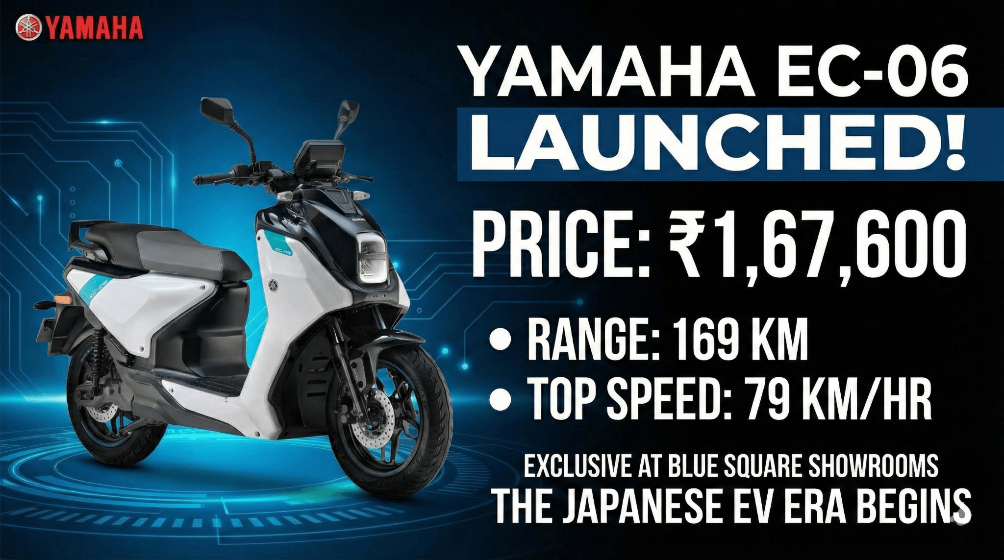 Yamaha EC-06 Electric Scooter Launched in India: Price, Range, and Features Revealed