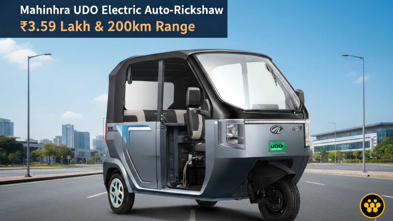 Mahindra Launches UDO Electric Auto Rickshaw at ₹3.59 Lakh: 200km Range and Airplane Inspired Design