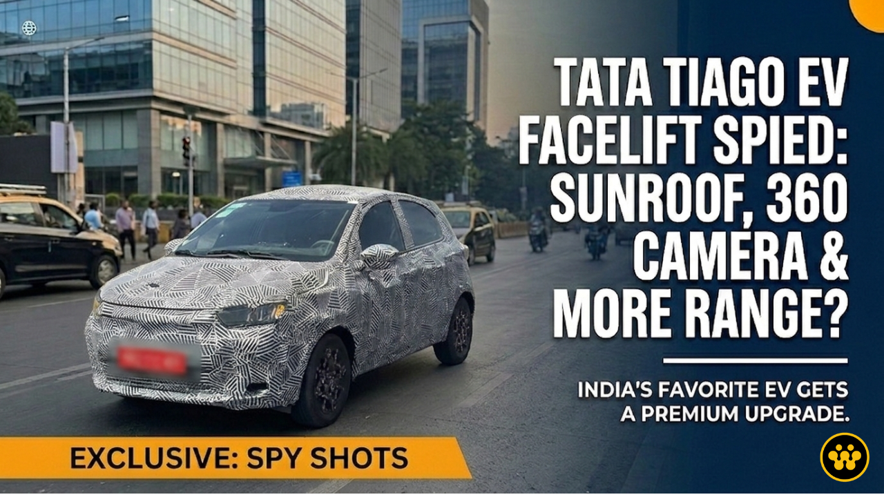 2026 Tata Tiago EV Facelift Spied: Sunroof, 360 Camera, and More Range?