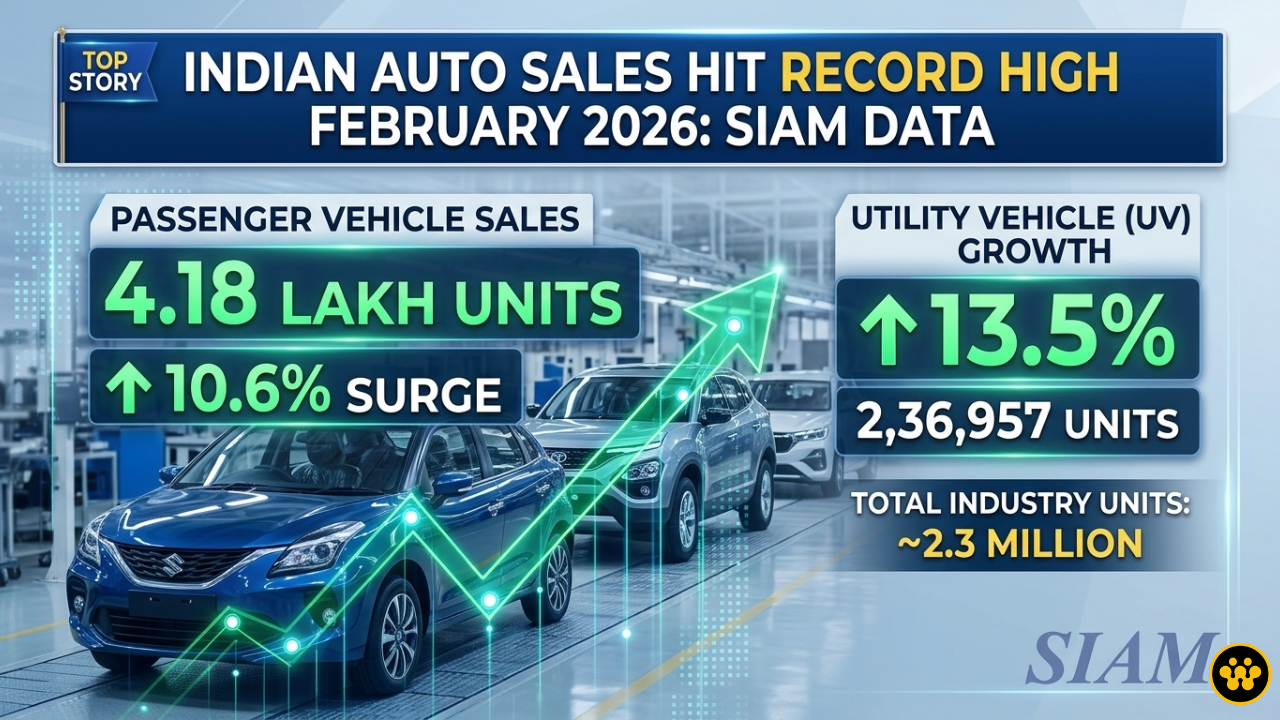 Indian Auto Sales Hit Record High in February 2026: SUV Demand Drives 10.6% Growth