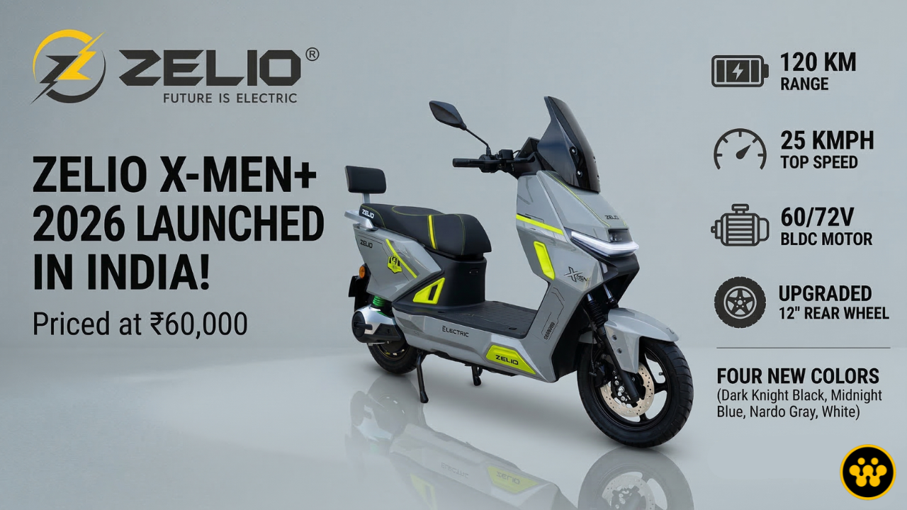 Zelio X-Men+ 2026 Launched in India at ₹60,000; Offers 120 km Range and Upgraded Features