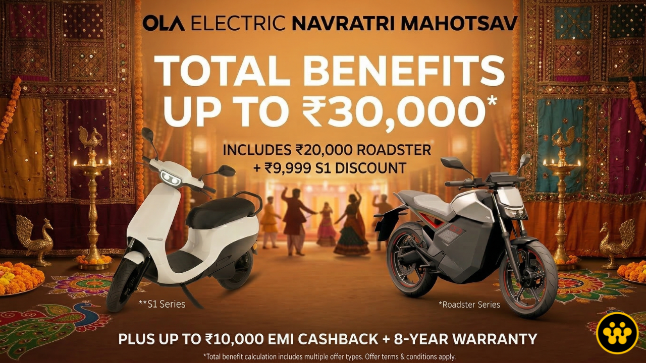 Ola Electric Navratri Mahotsav: Huge Discounts on S1 Scooters and Roadster Bikes; Check Offers