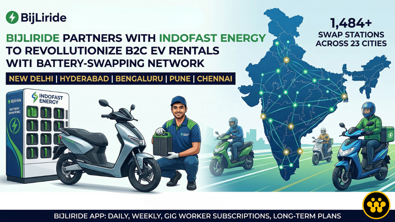 Bijliride and Indofast Energy Partner to Revolutionize EV Rentals with Nationwide Battery Swapping Network