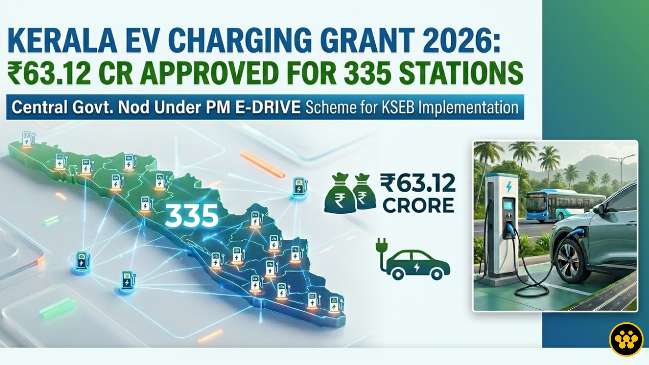 Central Govt Approves ₹63.12 Cr Grant for 335 EV Charging Stations in Kerala under PM E-DRIVE