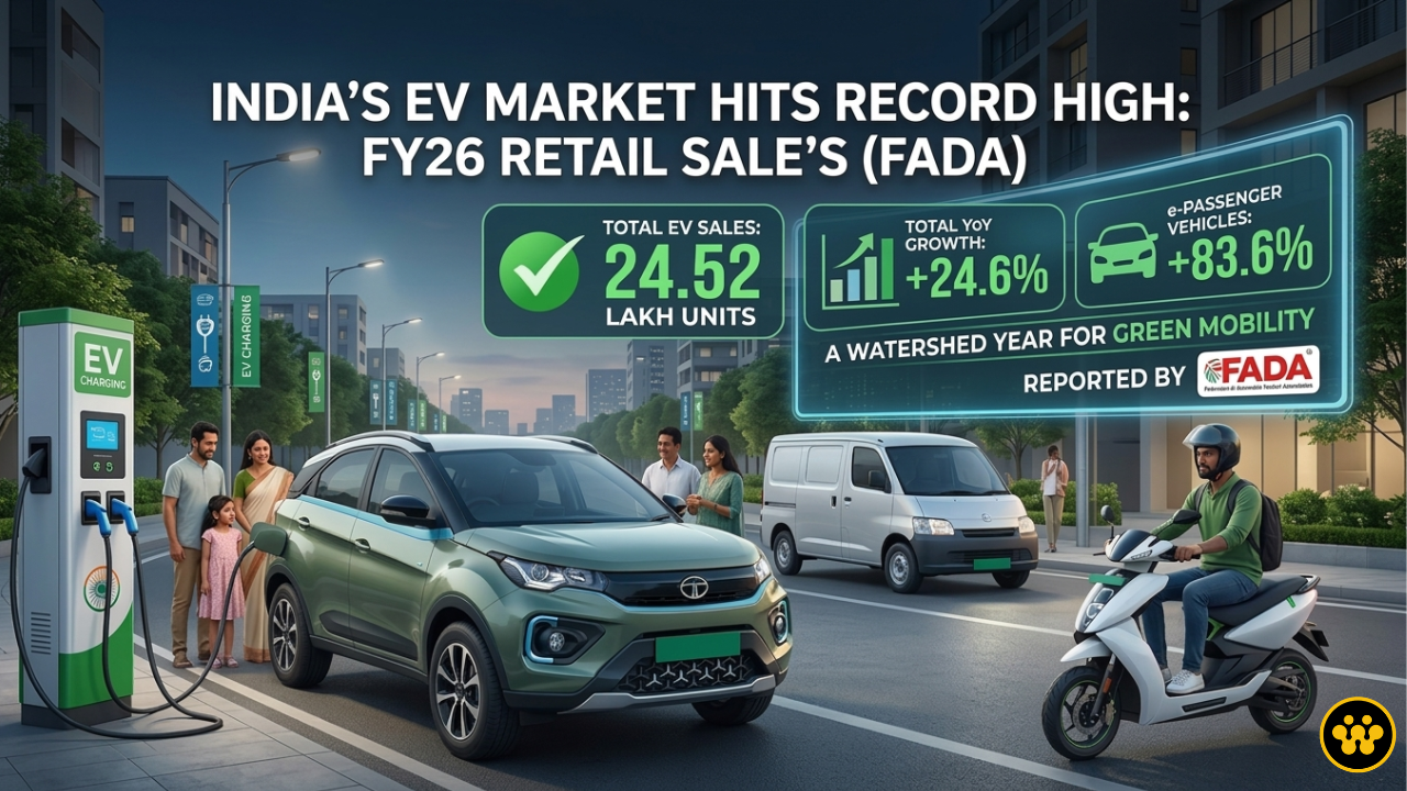 India EV Sales Record: 24.5 Lakh Units Sold in FY26 as Passenger Vehicle Segment Surges 84%