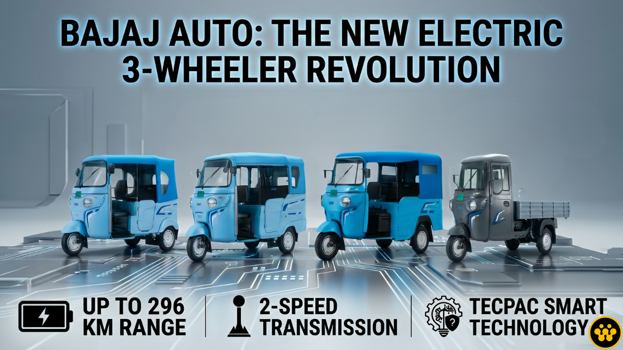 Bajaj Auto Disrupts 3-Wheeler Market with New Electric Lineup: 296 KM Range and Segment-First 2-Speed Transmission