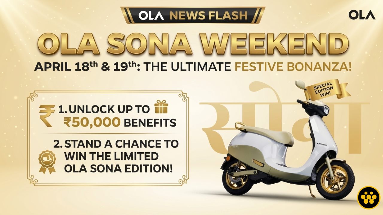 Ola Sona Weekend: Ola Electric Announces ₹50,000 Discounts and 24K Gold-Plated S1 Pro