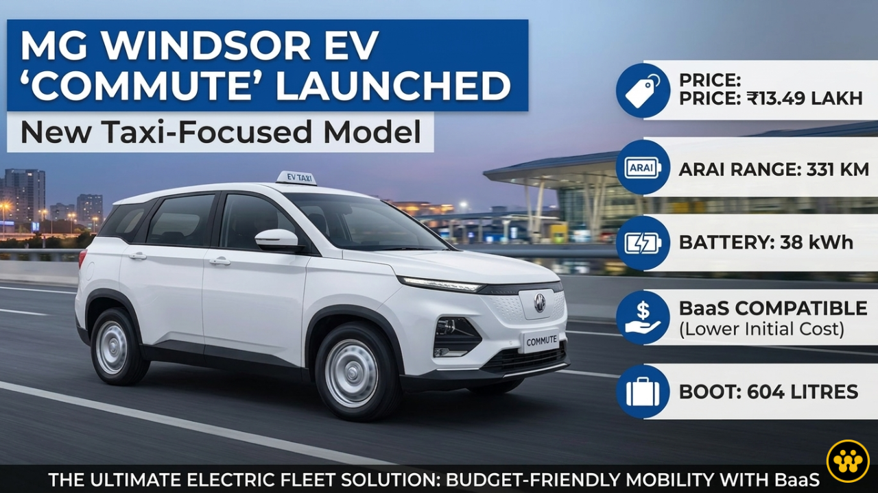 MG Windsor EV Commute Variant Launched: New Taxi Focused Model Priced at ₹13.49 Lakh