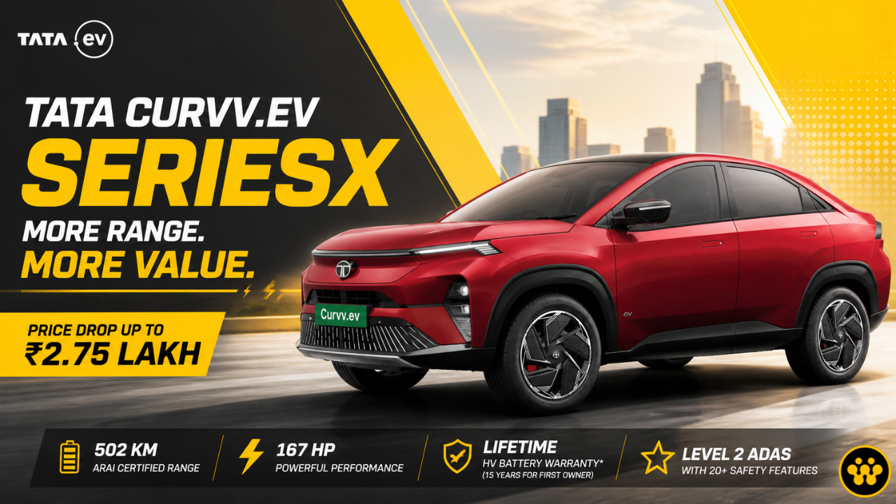 Tata Motors Slashes Curvv.ev Prices by up to ₹2.75 Lakh with Launch of New SeriesX Personas