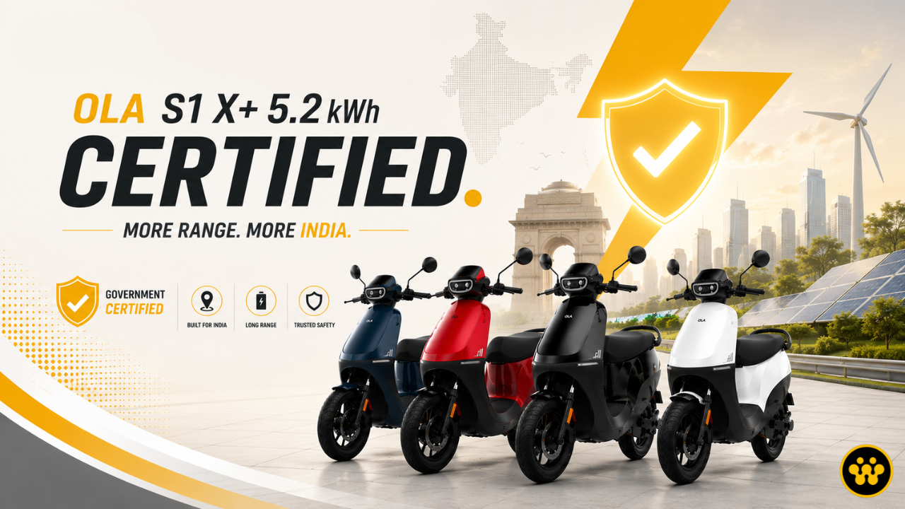Ola Electric’s Longest-Range S1 X+ 5.2 kWh Receives ICAT Certification