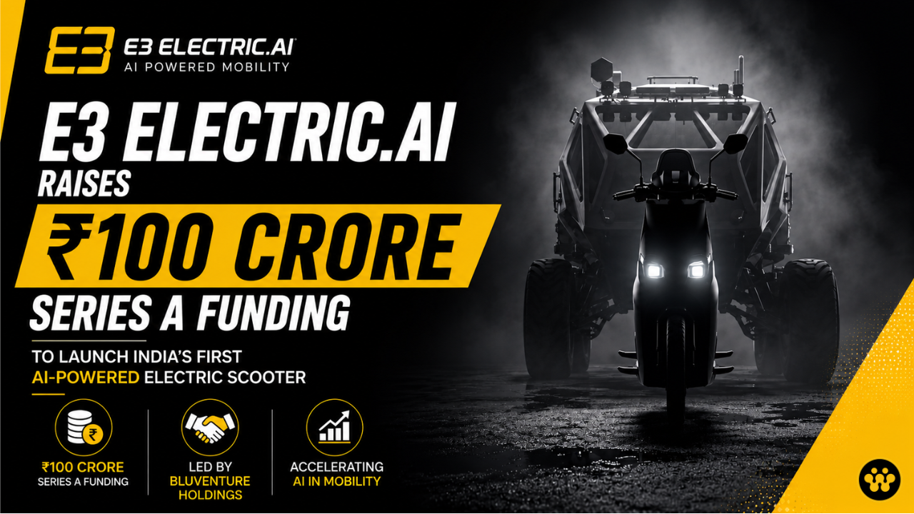 E3 Electric.Ai Secures ₹100 Crore Series A Funding to Launch India’s First AI-Powered Electric Scooter