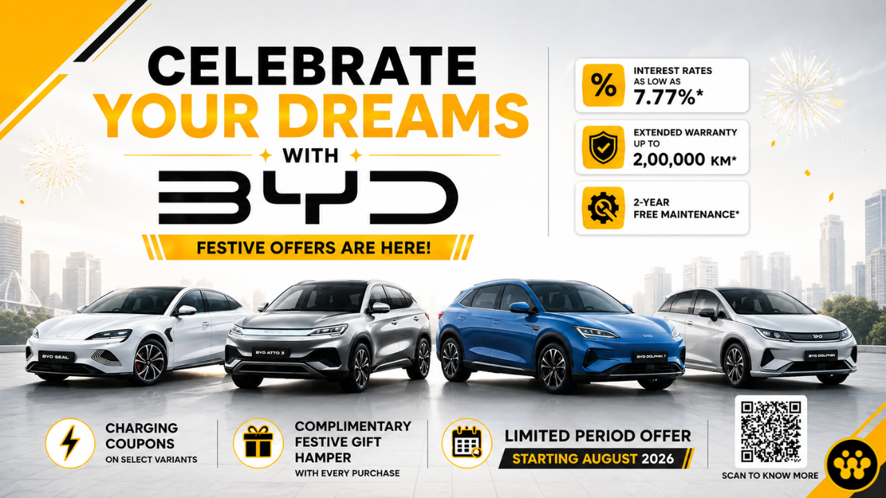 BYD India Announces ‘Celebrate Your Dreams with BYD’ Festive Offers with Special EV Benefits & Finance Schemes