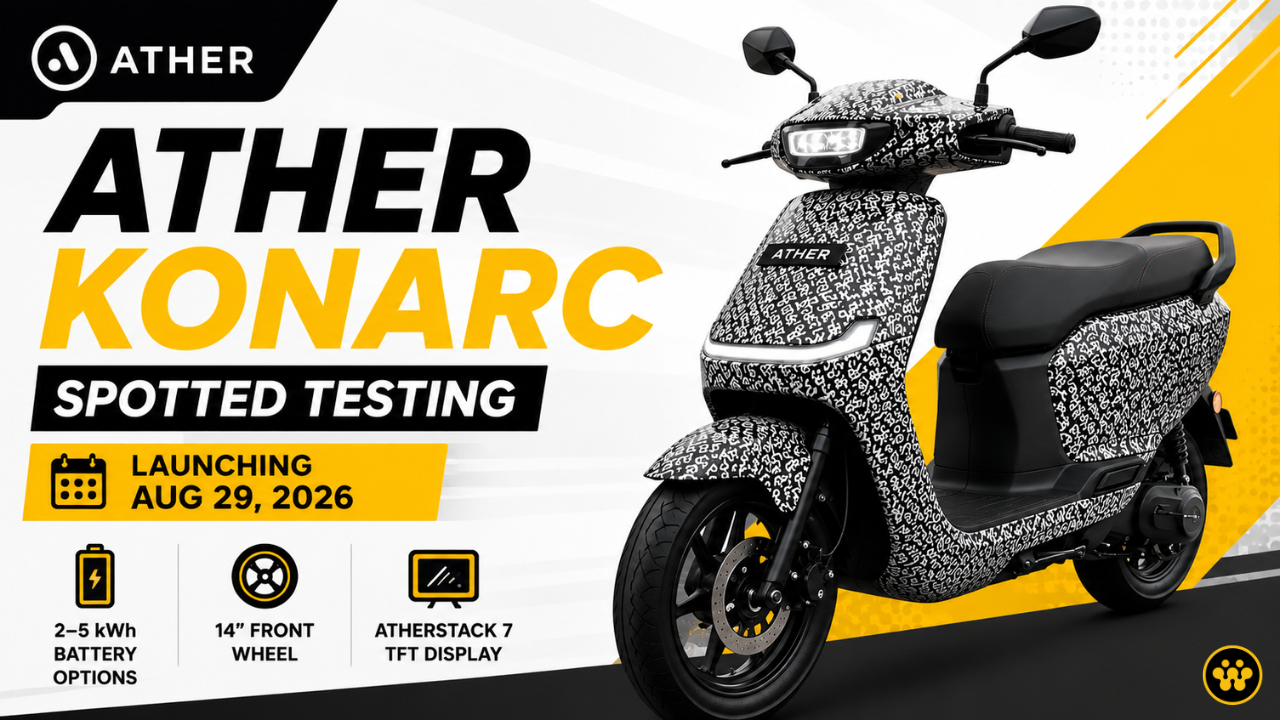 Ather Konarc Electric Scooter Spotted Testing: Everything We Know Ahead of August 29 Launch