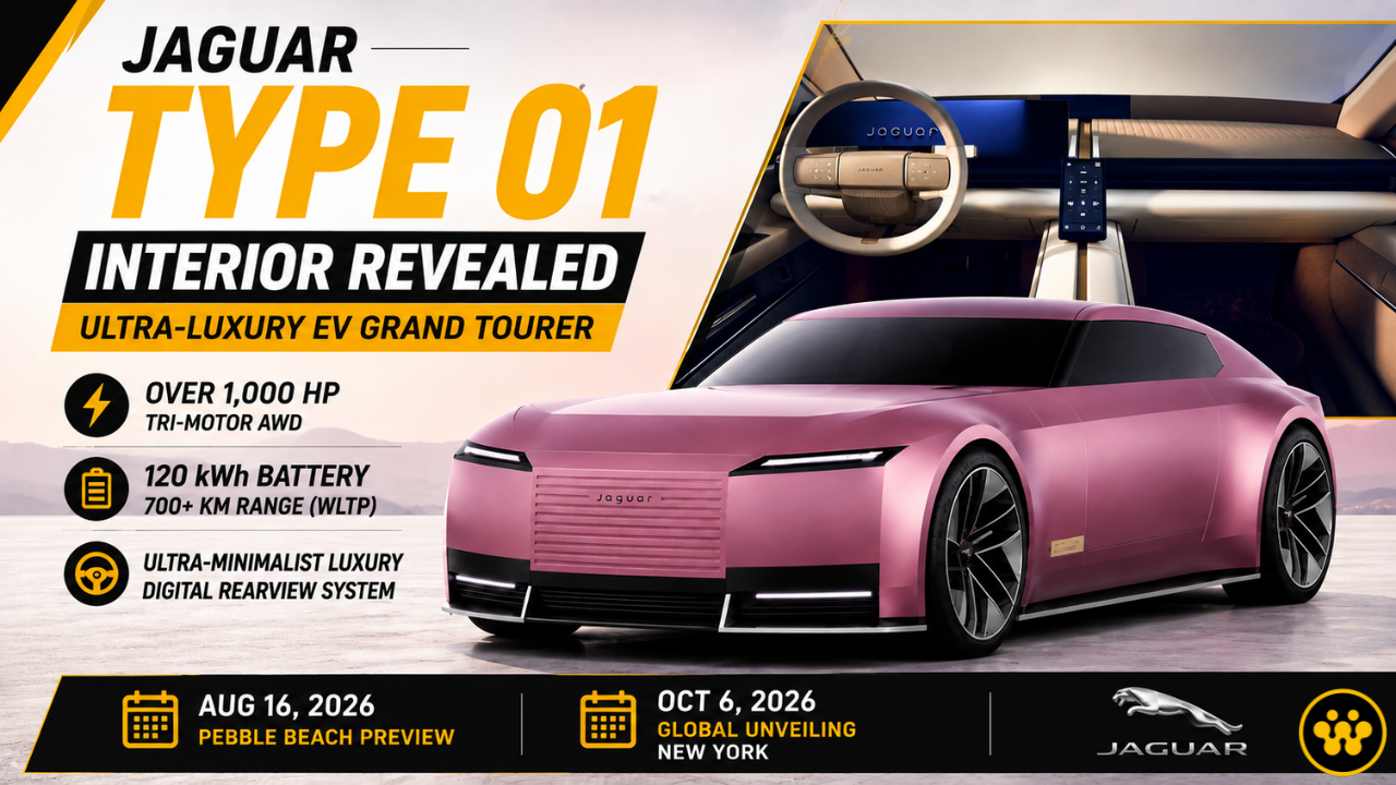 Jaguar Type 01 Interior Revealed: Ultra-Luxury EV Features 1,000 HP and Minimalist Design