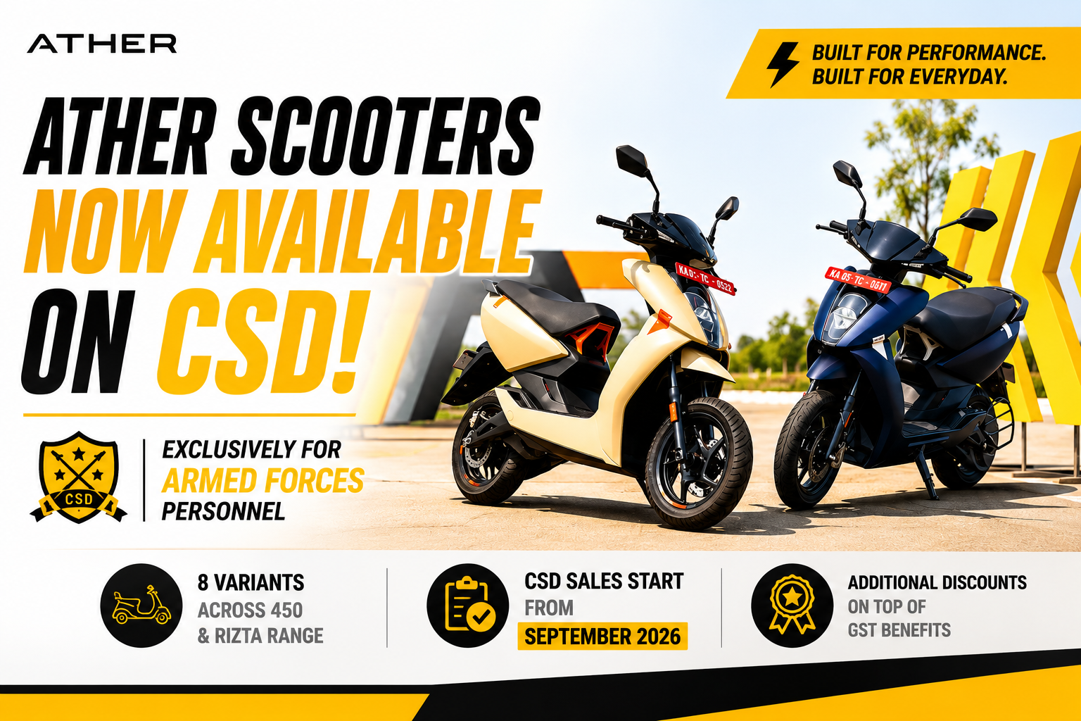 Ather Energy Electric Scooters Now Available Through CSD for Armed Forces Personnel