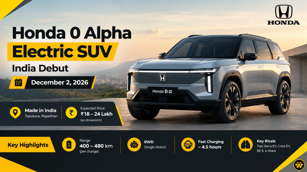 Honda 0 Alpha Electric SUV Confirmed for India Debut on December 2, 2026: What We Know So Far