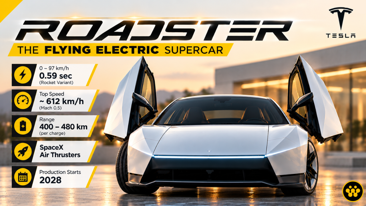 Tesla Roadster Revealed: The Flying Electric Supercar is Finally Here with SpaceX Thrusters