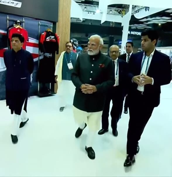 Prime Minister at the TVS Motor Pavilion, Company Showcases its Global Foray in Future Mobility