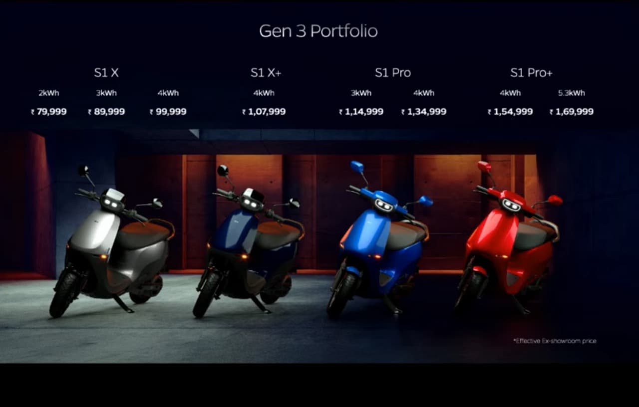 Ola Electric launches S1 Gen3-based fleet with 8 new scooters