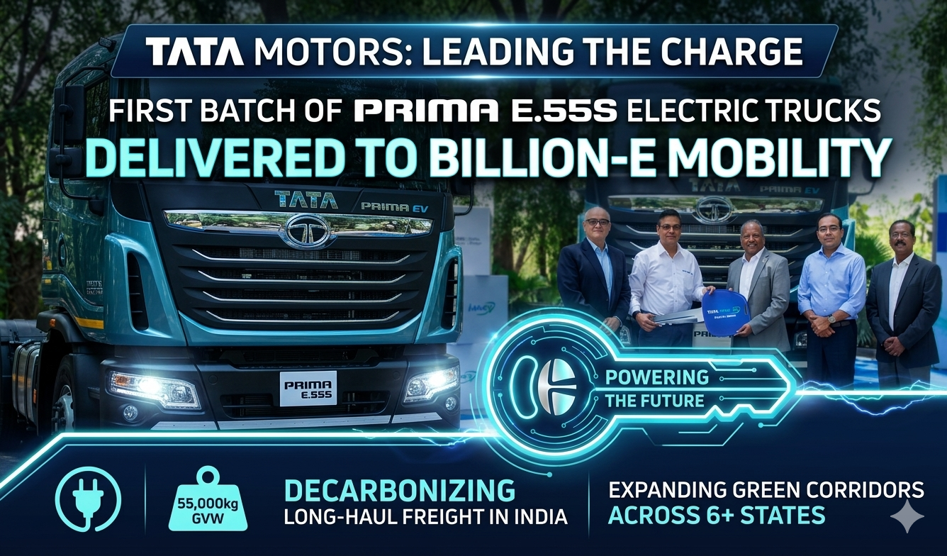 Tata Motors Delivers First Batch of Prima E.55S Electric Trucks to BillionE Mobility
