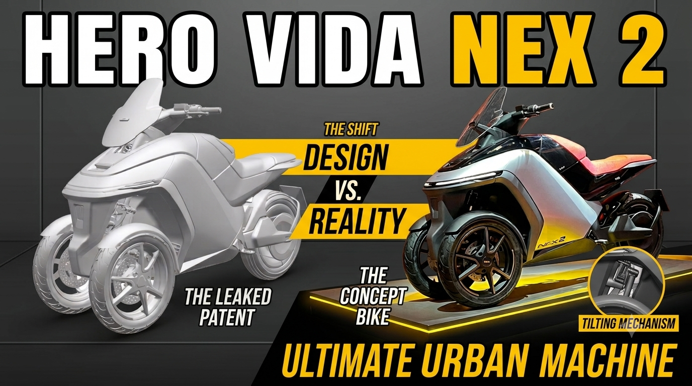 Hero Vida Electric Trike Design Patent Leaks: Is the NEX 2 Leaning Three-Wheeler Nearing Production?