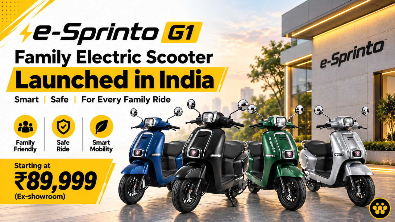 E-Sprinto G1 Family Electric Scooter Launched in India at ₹89,999: Range, Features, & Specifications Explained