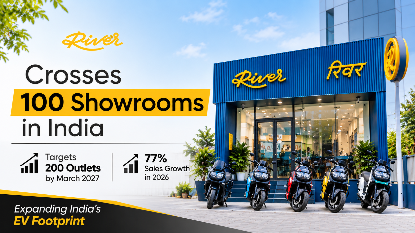 River Mobility Hits 100-Showroom Milestone Across India